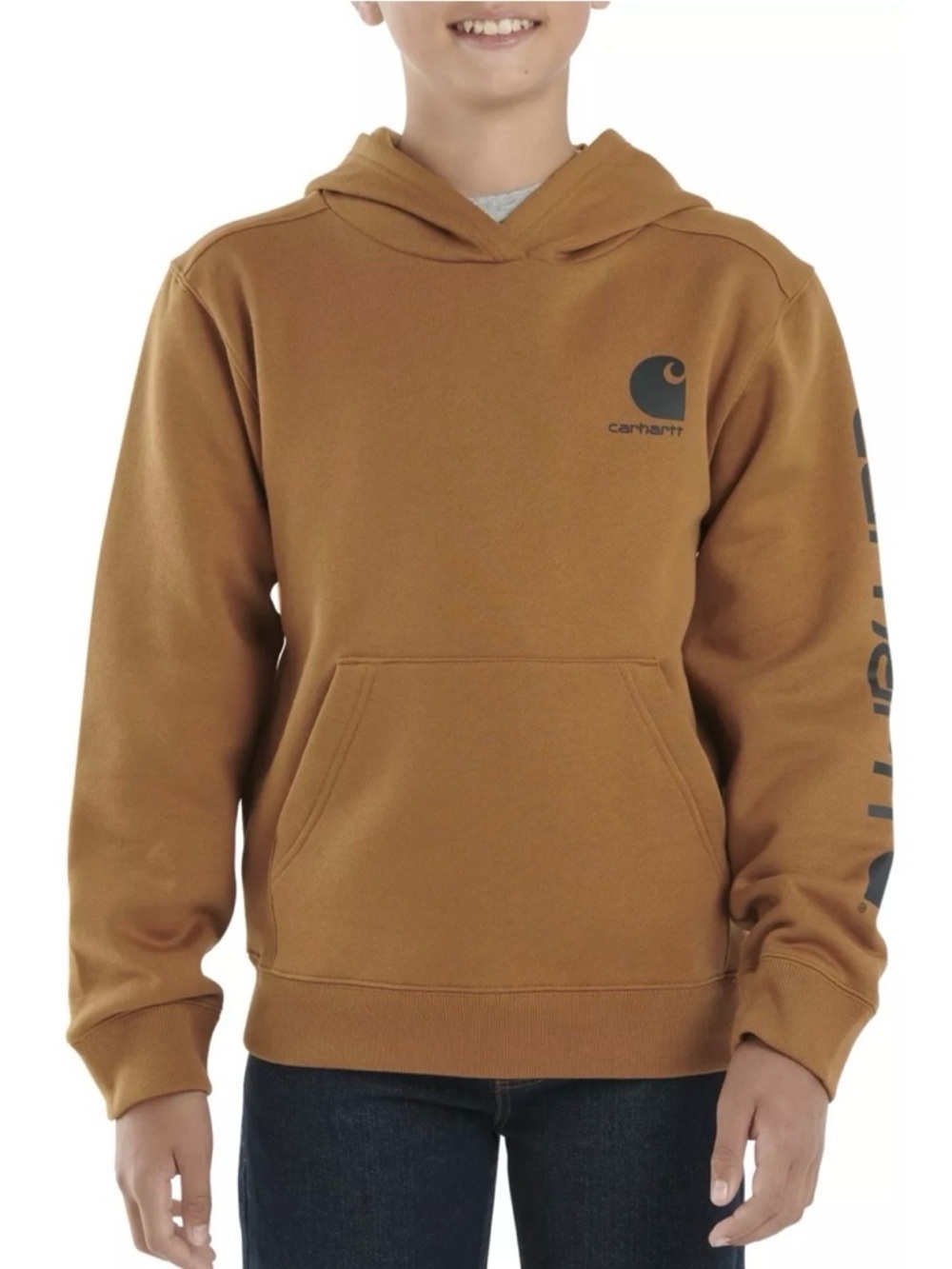 Carhartt Boys’ Long-Sleeved Hooded Pullover Sweatshirt Hoodie / Brown / 10-12 S